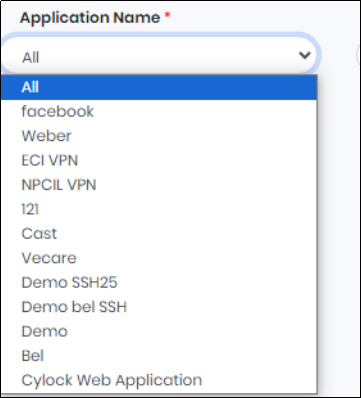 Application User report Screen - CyLock